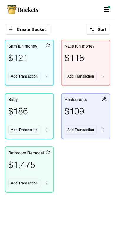 Demo of buckets on a phone